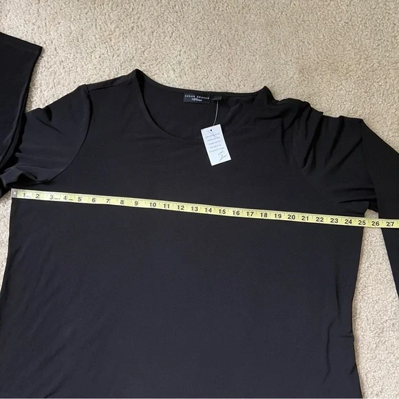 Susan Graver Artisan Womens Top Black 1X Asymmetrical Rhinestone Casual Shimmer - Picture 15 of 16